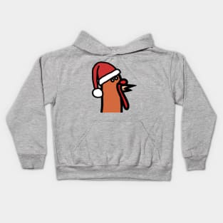 Portrait of Thanksgiving Turkey Wearing Christmas Santa Hat Kids Hoodie